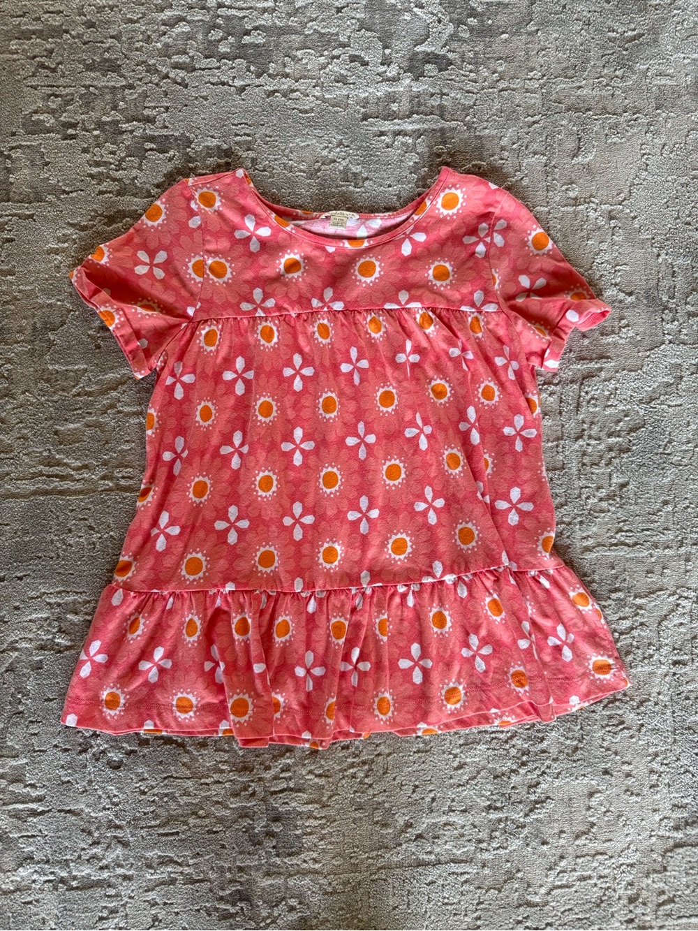 Charlotte by Cato Girls' Coral Floral Short-Sleeve Peplum Top size XL